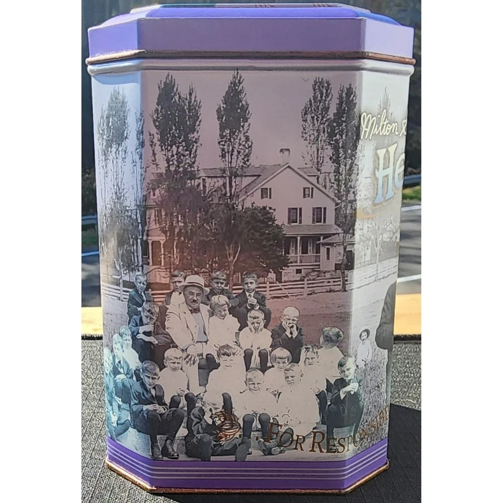 Vintage Milton S. Hershey Building A Legacy Canister Series #3 Purple Tin 1996
